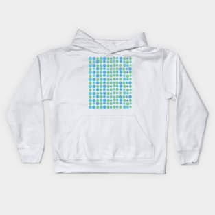 Blue Green Circles Modern Decorative Abstract Mosaic Dots Pattern Night Kids Hoodie